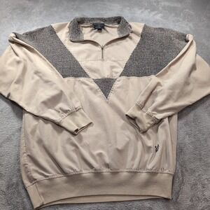 Vintage 80s Adult Medium M Playboy Jacket Retro‎ 1/4 Zip Pullover Beige